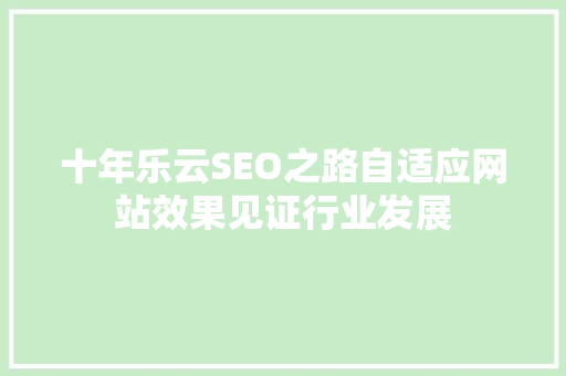 十年乐云SEO之路自适应网站效果见证行业发展