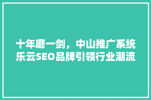 十年磨一剑，中山推广系统乐云SEO品牌引领行业潮流