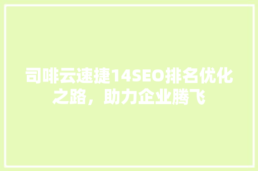 司啡云速捷14SEO排名优化之路，助力企业腾飞