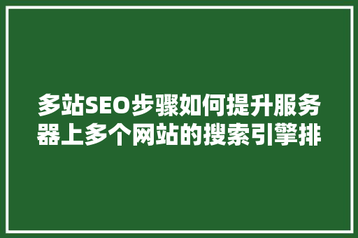 多站SEO步骤如何提升服务器上多个网站的搜索引擎排名