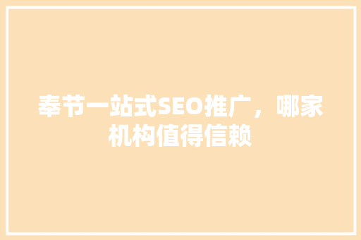 奉节一站式SEO推广，哪家机构值得信赖