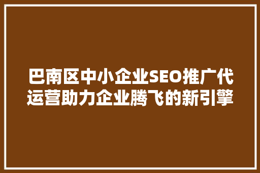 巴南区中小企业SEO推广代运营助力企业腾飞的新引擎