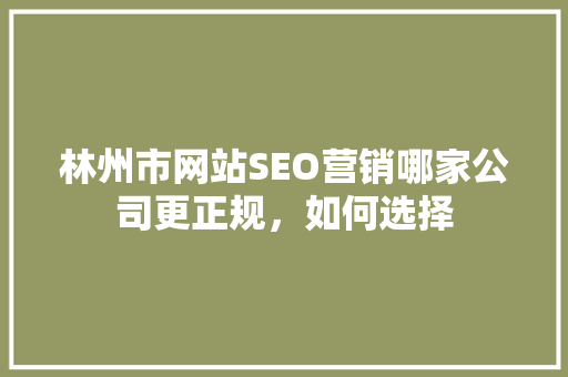 林州市网站SEO营销哪家公司更正规，如何选择