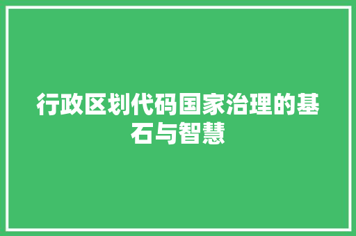 行政区划代码国家治理的基石与智慧