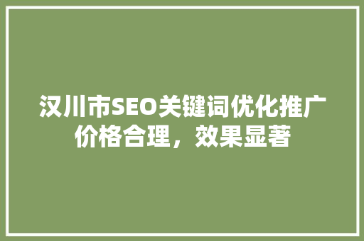 汉川市SEO关键词优化推广价格合理，效果显著