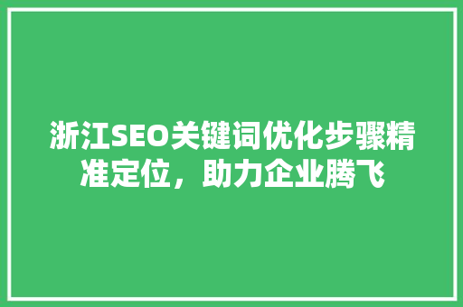 浙江SEO关键词优化步骤精准定位，助力企业腾飞