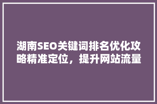 湖南SEO关键词排名优化攻略精准定位，提升网站流量