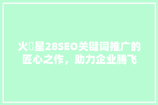 火乚星28SEO关键词推广的匠心之作，助力企业腾飞