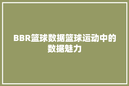BBR篮球数据篮球运动中的数据魅力