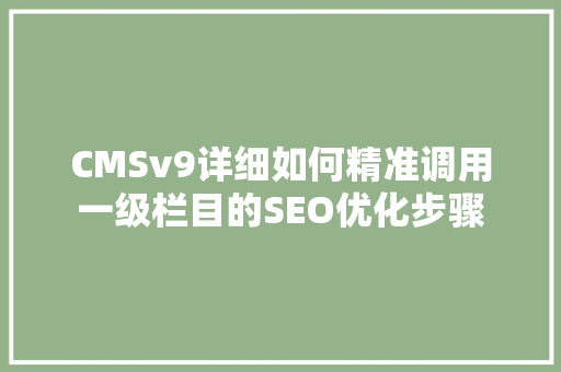CMSv9详细如何精准调用一级栏目的SEO优化步骤