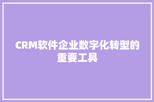 CRM软件企业数字化转型的重要工具
