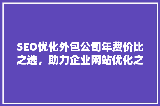 SEO优化外包公司年费价比之选，助力企业网站优化之路