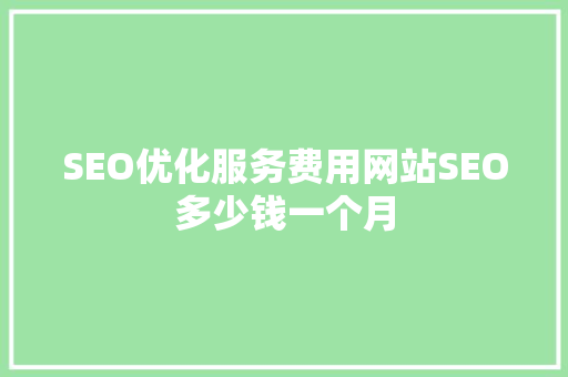SEO优化服务费用网站SEO多少钱一个月