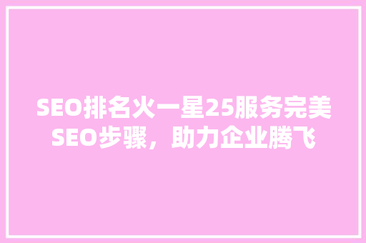 SEO排名火一星25服务完美SEO步骤，助力企业腾飞