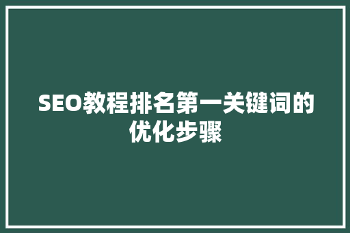 SEO教程排名第一关键词的优化步骤