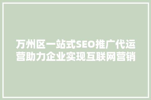万州区一站式SEO推广代运营助力企业实现互联网营销新突破