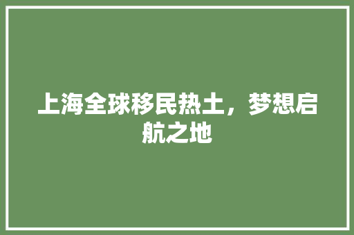上海全球移民热土，梦想启航之地