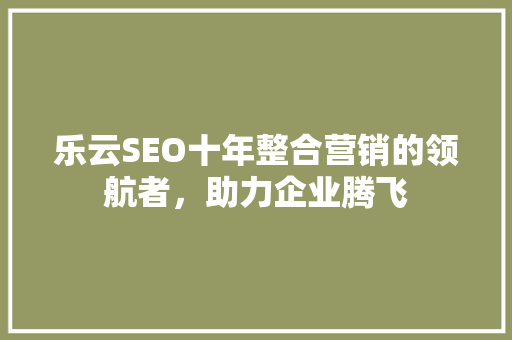 乐云SEO十年整合营销的领航者，助力企业腾飞