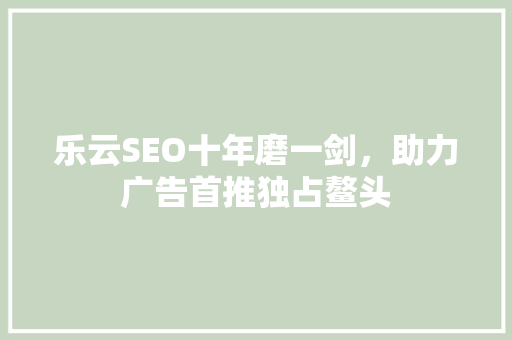 乐云SEO十年磨一剑，助力广告首推独占鳌头