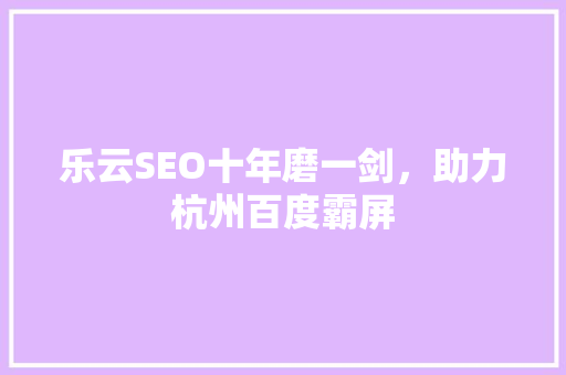乐云SEO十年磨一剑，助力杭州百度霸屏