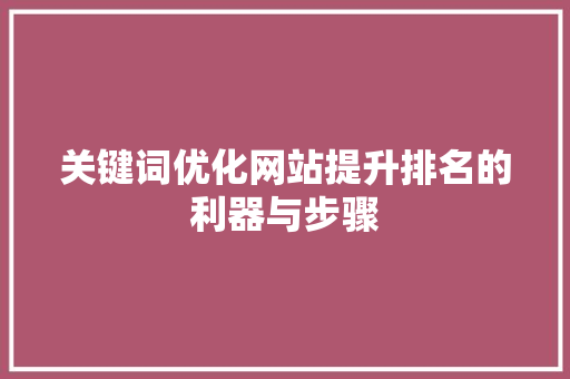 关键词优化网站提升排名的利器与步骤