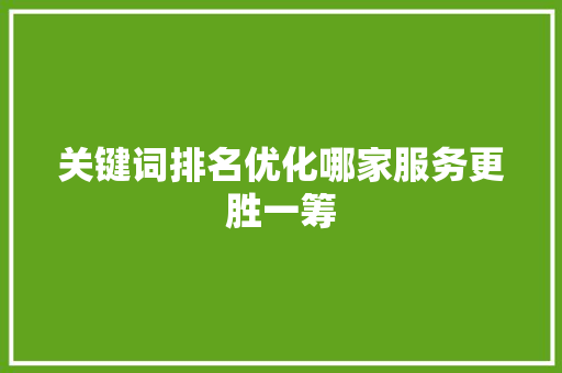 关键词排名优化哪家服务更胜一筹