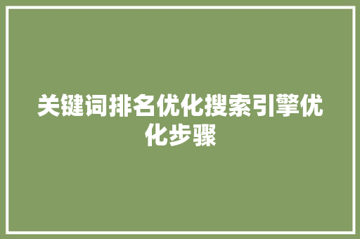 关键词排名优化搜索引擎优化步骤