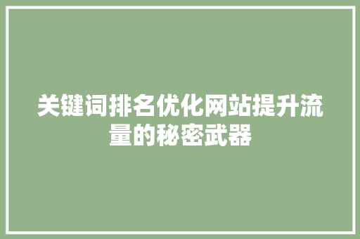 关键词排名优化网站提升流量的秘密武器