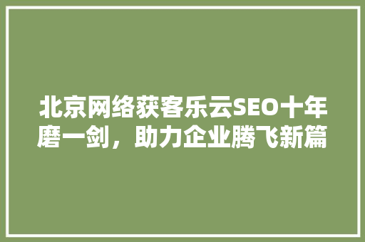北京网络获客乐云SEO十年磨一剑，助力企业腾飞新篇章