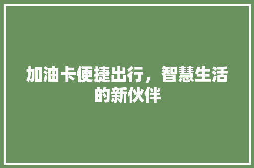 加油卡便捷出行，智慧生活的新伙伴