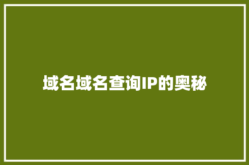 域名域名查询IP的奥秘