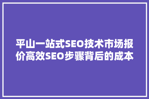平山一站式SEO技术市场报价高效SEO步骤背后的成本与价值