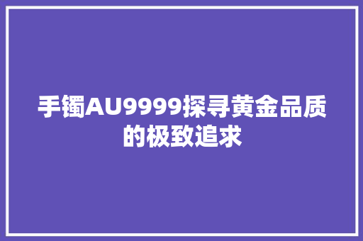 手镯AU9999探寻黄金品质的极致追求