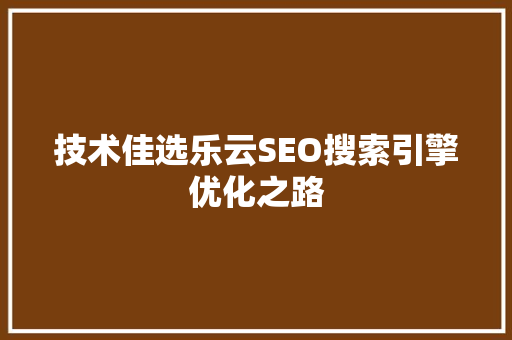 技术佳选乐云SEO搜索引擎优化之路