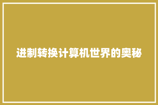 进制转换计算机世界的奥秘