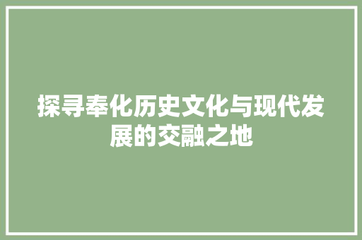 探寻奉化历史文化与现代发展的交融之地