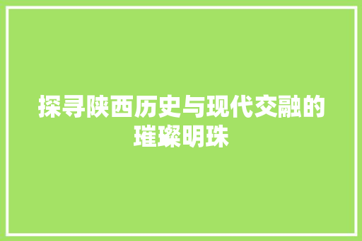 探寻陕西历史与现代交融的璀璨明珠