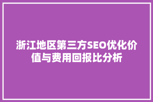 浙江地区第三方SEO优化价值与费用回报比分析