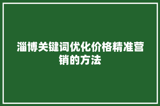 淄博关键词优化价格精准营销的方法