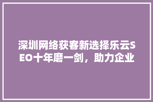 深圳网络获客新选择乐云SEO十年磨一剑，助力企业腾飞