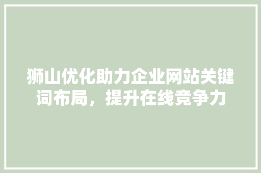 狮山优化助力企业网站关键词布局，提升在线竞争力