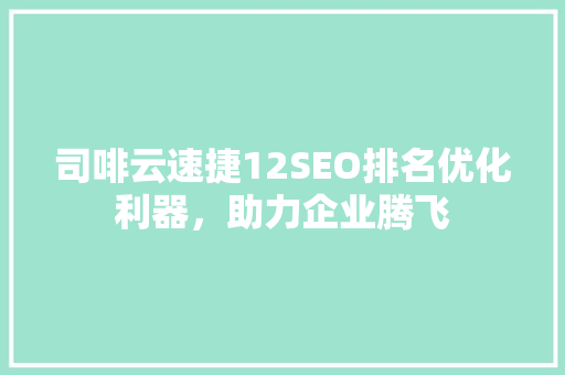 司啡云速捷12SEO排名优化利器，助力企业腾飞  第1张