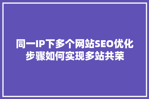 同一IP下多个网站SEO优化步骤如何实现多站共荣