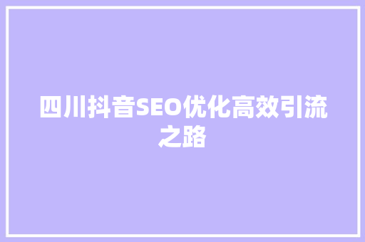 四川抖音SEO优化高效引流之路