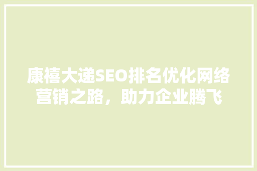 康禧大递SEO排名优化网络营销之路，助力企业腾飞