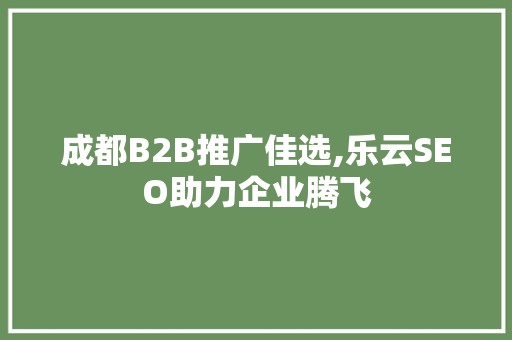 成都B2B推广佳选,乐云SEO助力企业腾飞