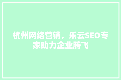 杭州网络营销，乐云SEO专家助力企业腾飞