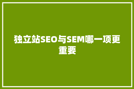 独立站SEO与SEM哪一项更重要  第1张