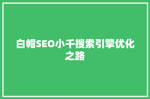 白帽SEO小千搜索引擎优化之路  第1张