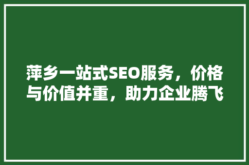萍乡一站式SEO服务，价格与价值并重，助力企业腾飞